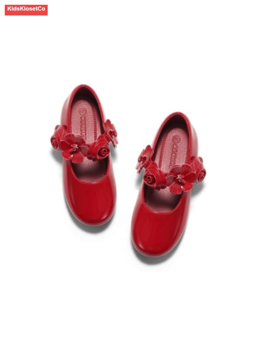 Girls Mary Jane Flats Faux Leather Ballet Shoes Hook & Loop for Wedding Party